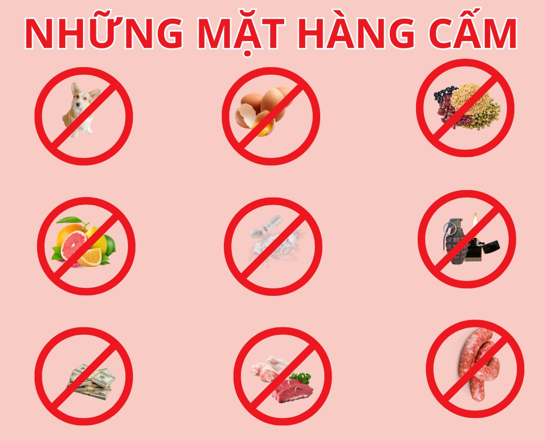 HÀNG CẤM GỬI ĐI HÀN QUỐC VÀ ĐÀI LOAN